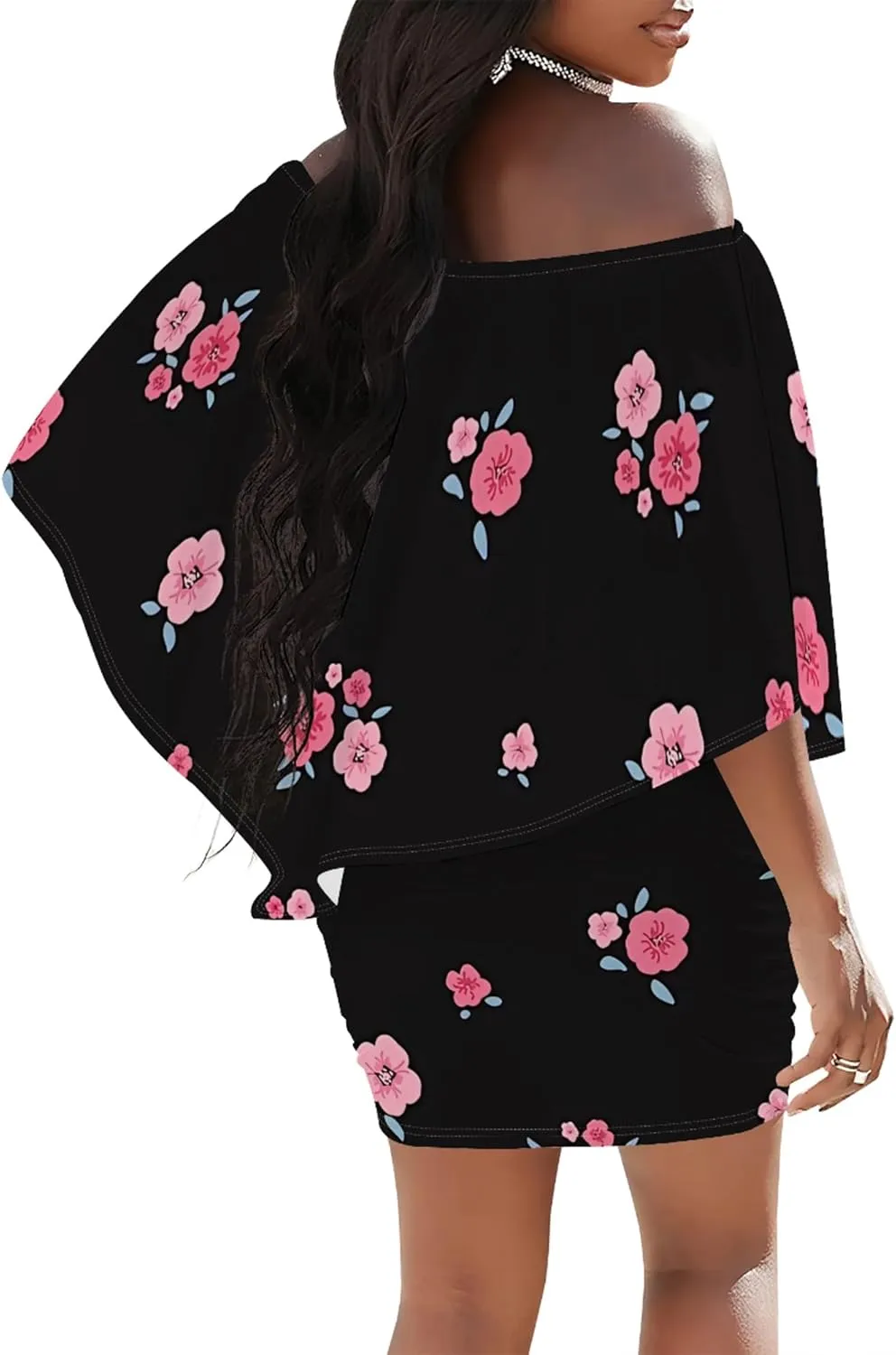 Plus Size Dresses for Curvy Women Off Shoulder Sexy Bodycon Ruffles Multiple Dressing Layered Wedding Guest Party Mini Dress
