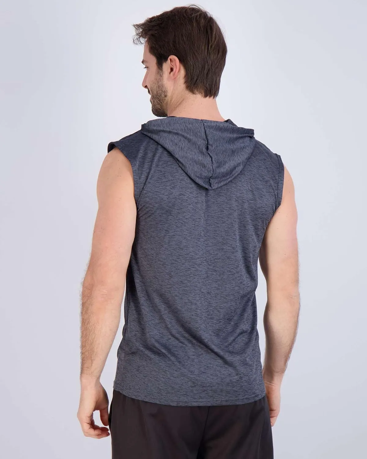 Real Essentials 3 Pack: Mens Dry-Fit Active Hooded Tank Top - Workout Sleeveless Hoodie Drawstring (Available in Big & Tall)
