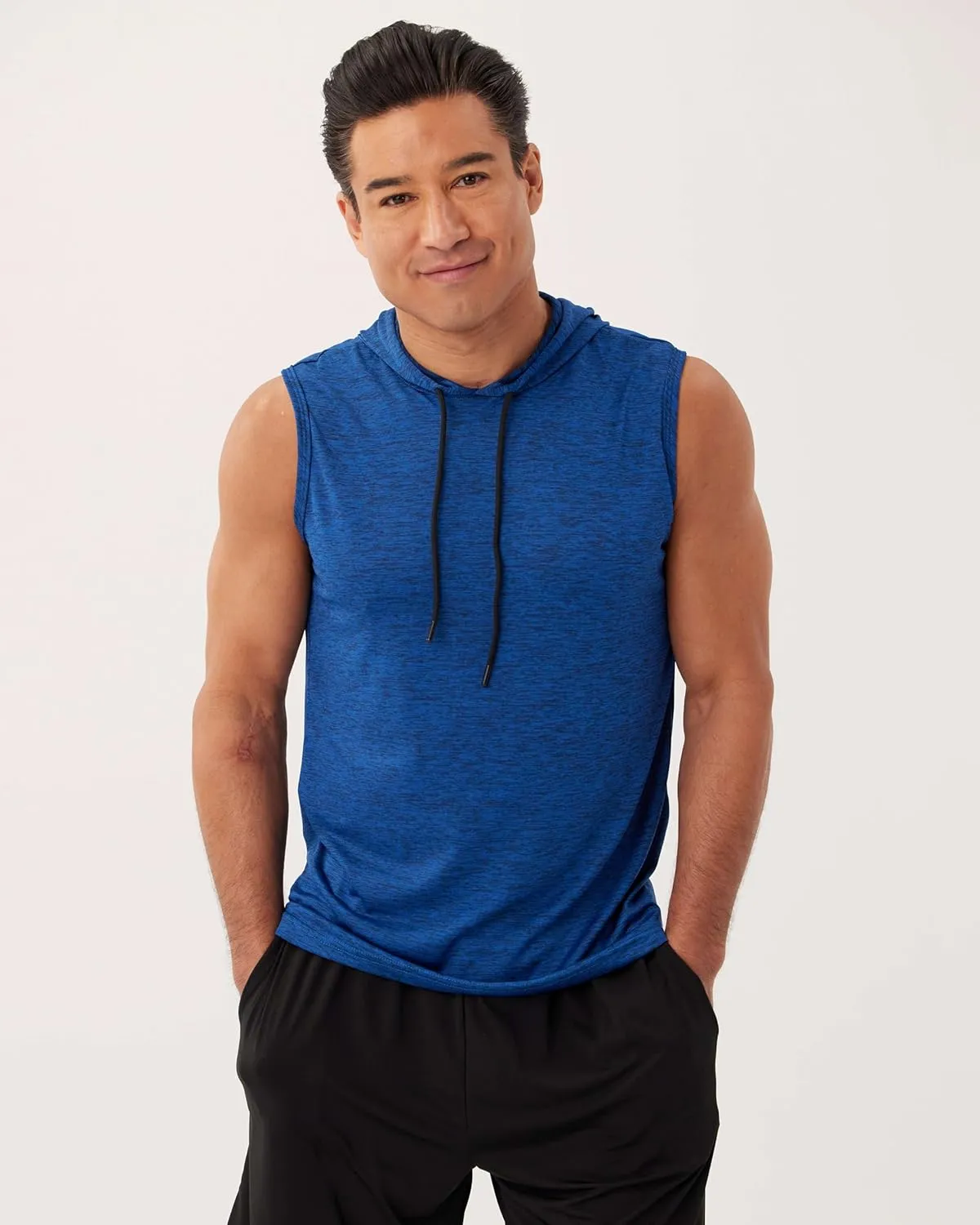 Real Essentials 3 Pack: Mens Dry-Fit Active Hooded Tank Top - Workout Sleeveless Hoodie Drawstring (Available in Big & Tall)