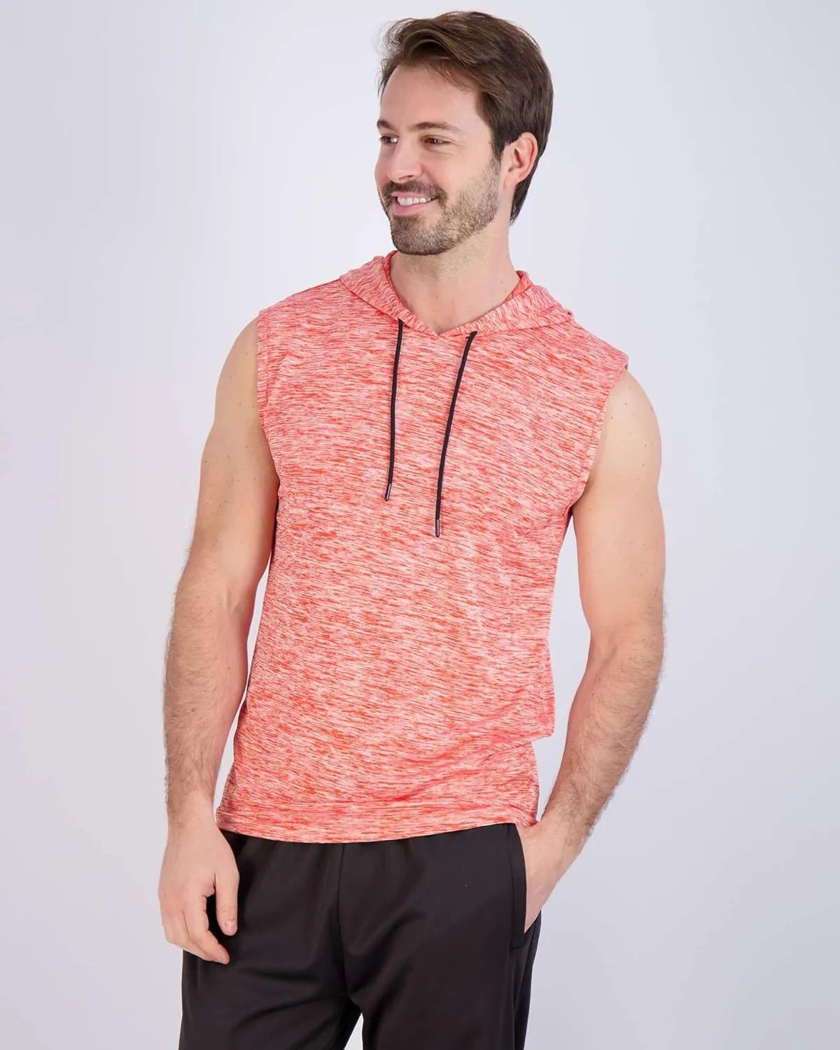 Real Essentials 3 Pack: Mens Dry-Fit Active Hooded Tank Top - Workout Sleeveless Hoodie Drawstring (Available in Big & Tall)