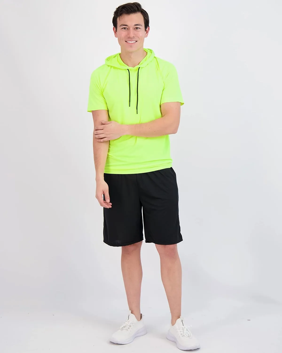 Real Essentials 3 Pack: Men's Dry Fit Short Sleeve Active Athletic Hoodie Pullover Sweatshirt (Available in Big & Tall)