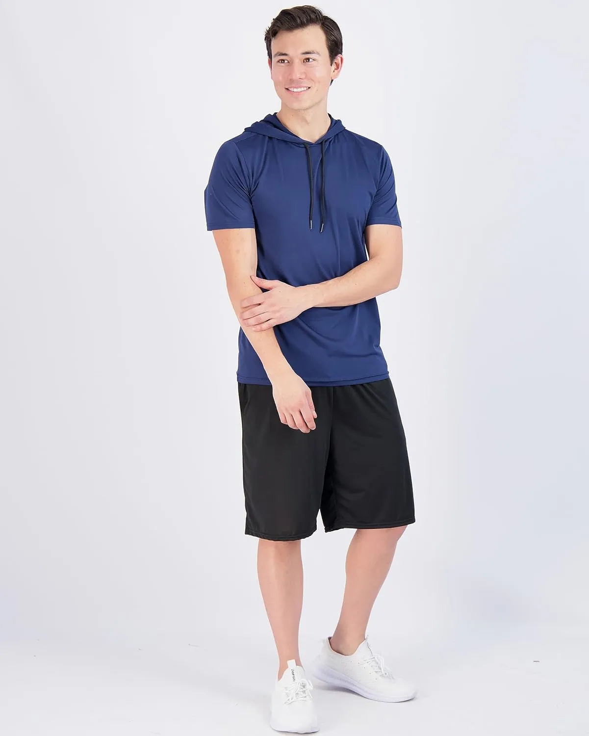 Real Essentials 3 Pack: Men's Dry Fit Short Sleeve Active Athletic Hoodie Pullover Sweatshirt (Available in Big & Tall)