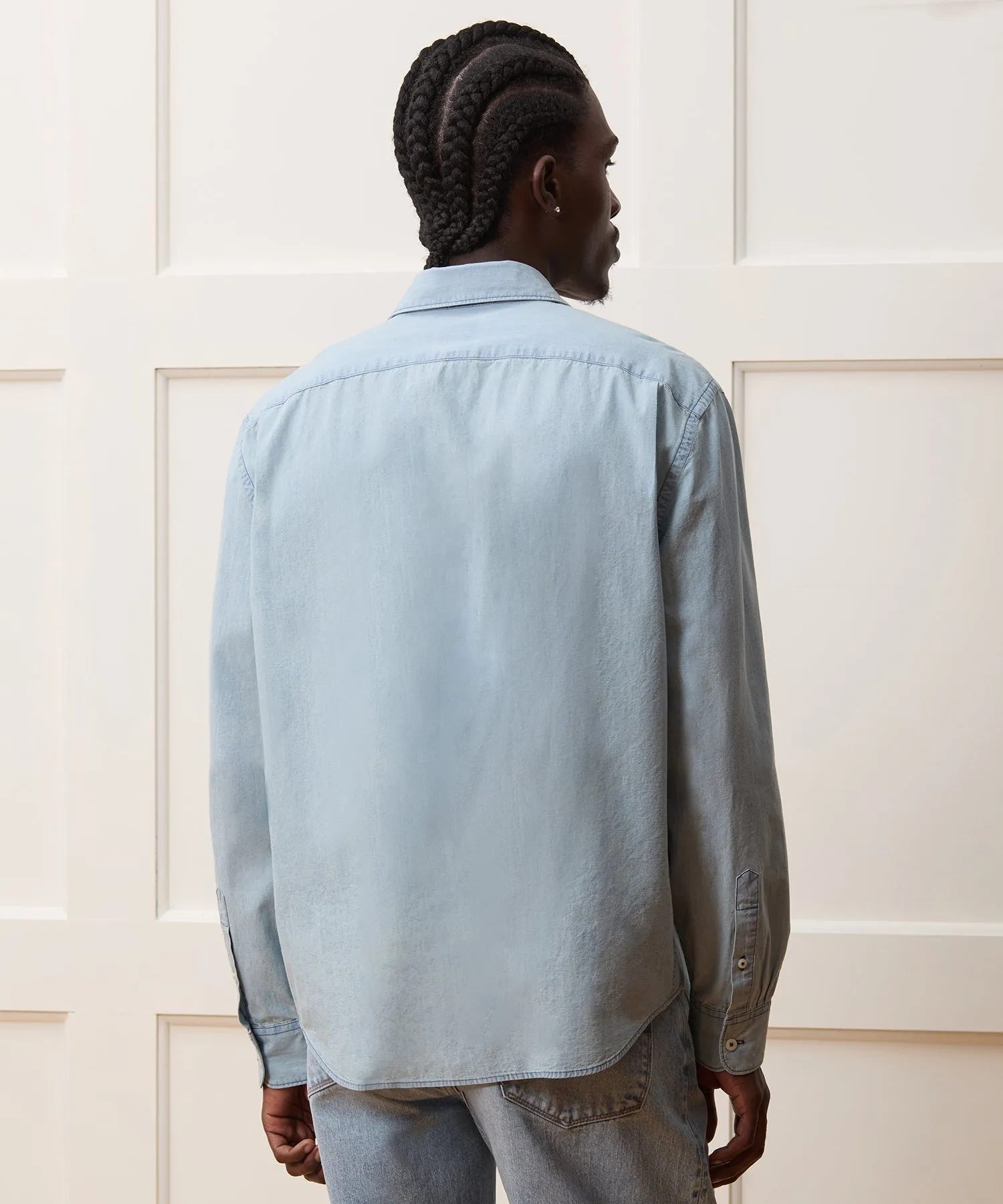 Relaxed Fit Chambray Point Collar Shirt