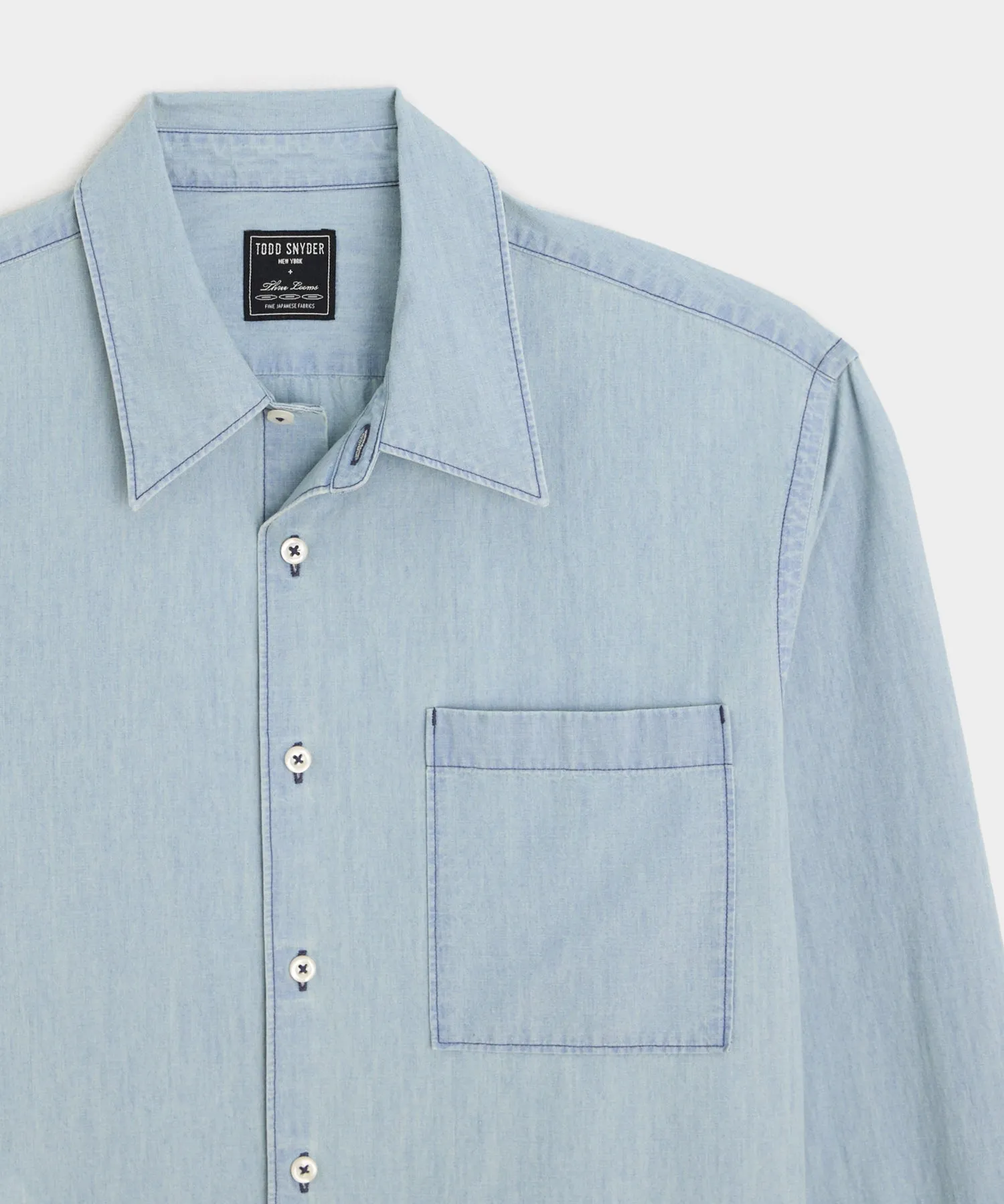 Relaxed Fit Chambray Point Collar Shirt
