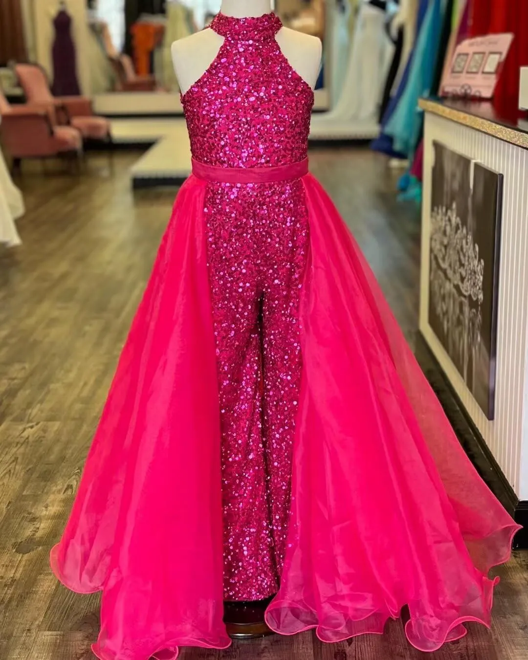 Romper Jumpsuits Pageant Gowns Halter Kids Party Prom Ball Gowns Formal Dresses