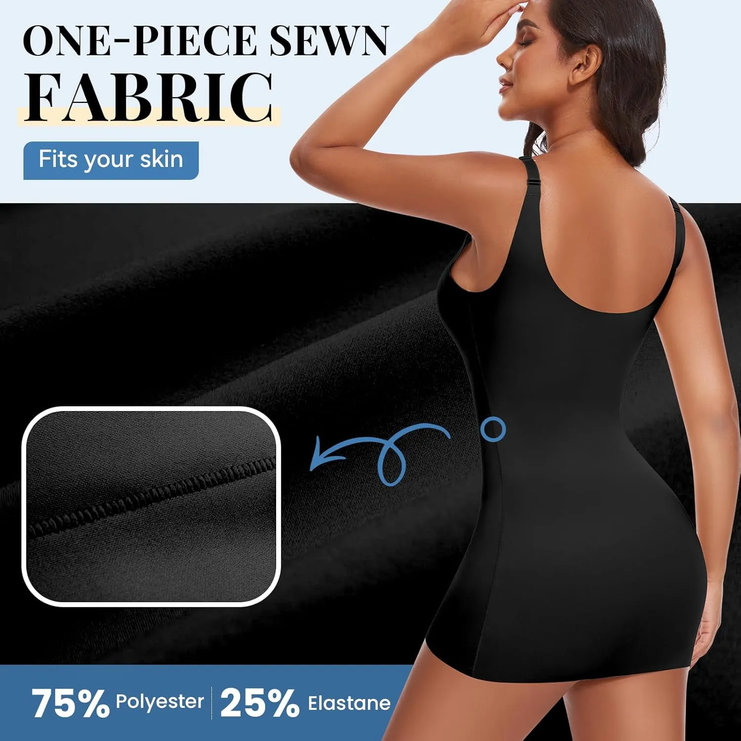 Shapewear Full Slip for Women Tummy Control Under Dresses V Neck Cami Dress Seamless Slips Built in Mini Dress