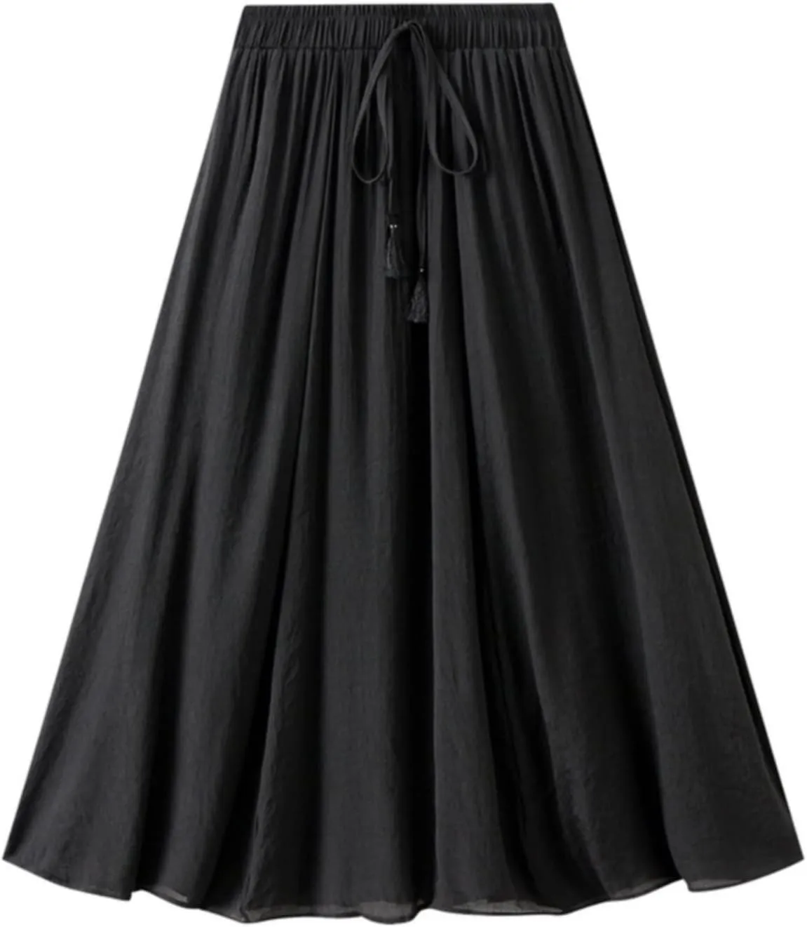 Skirt Womens Womens Boho Elastic High Waist Pleated A-Line Flowy Swing Tiered Maxi Long Skirt Dress with Pockets