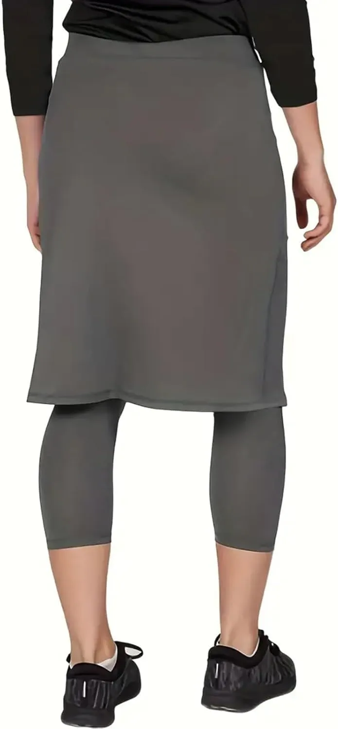 Skirts with Leggings Knee Length Cycling Tennis Golf Athletic Skorts for Women High Waisted Midi Skirts Fall