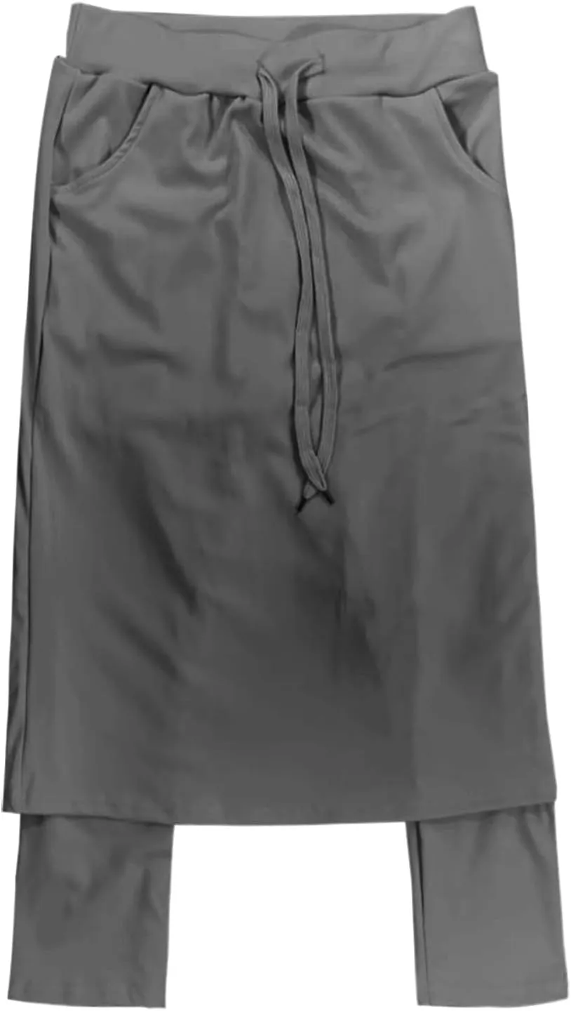 Skirts with Leggings Knee Length Cycling Tennis Golf Athletic Skorts for Women High Waisted Midi Skirts Fall