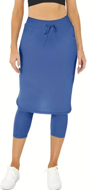Skirts with Leggings Knee Length Cycling Tennis Golf Athletic Skorts for Women High Waisted Midi Skirts Fall