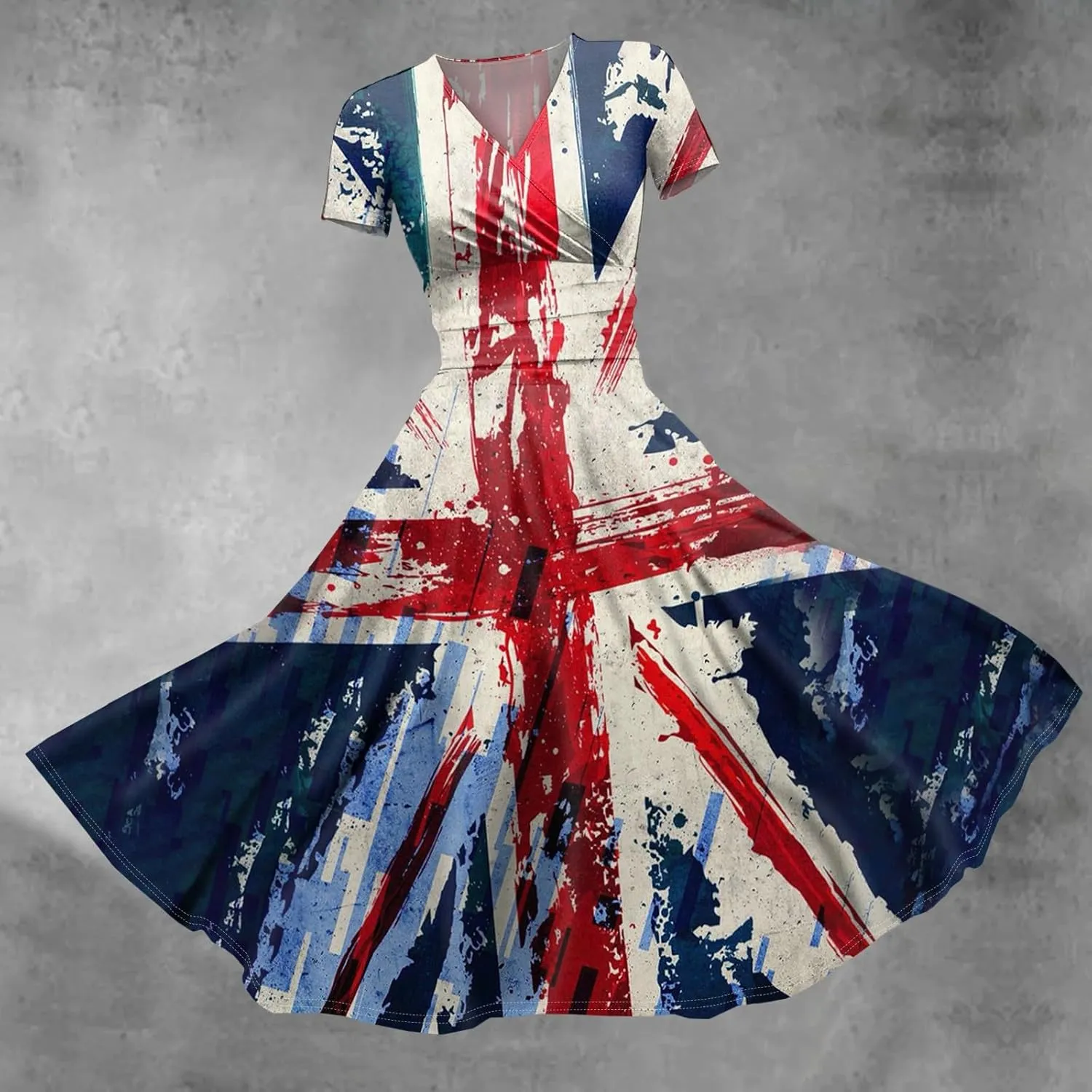 Summer Dresses for Women 2025 4th of July Dress Patriotic American Flag Dress Casual Beach Boho Vintage Midi Dresses