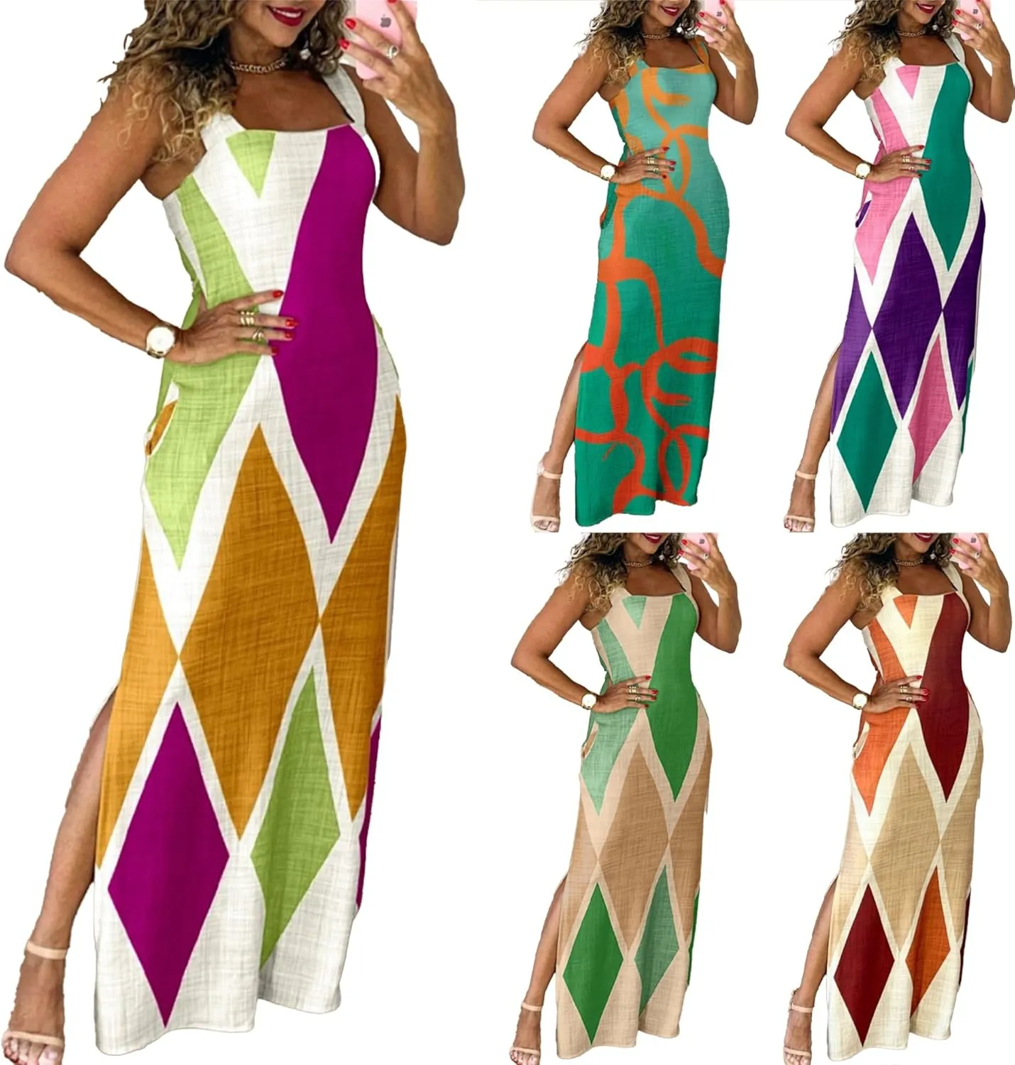 Summer Dresses for Women 2025 Maxi Loose Casual Dress Sleeveless Boho Flowy Sundress Beach Vacation Cocktail Dress