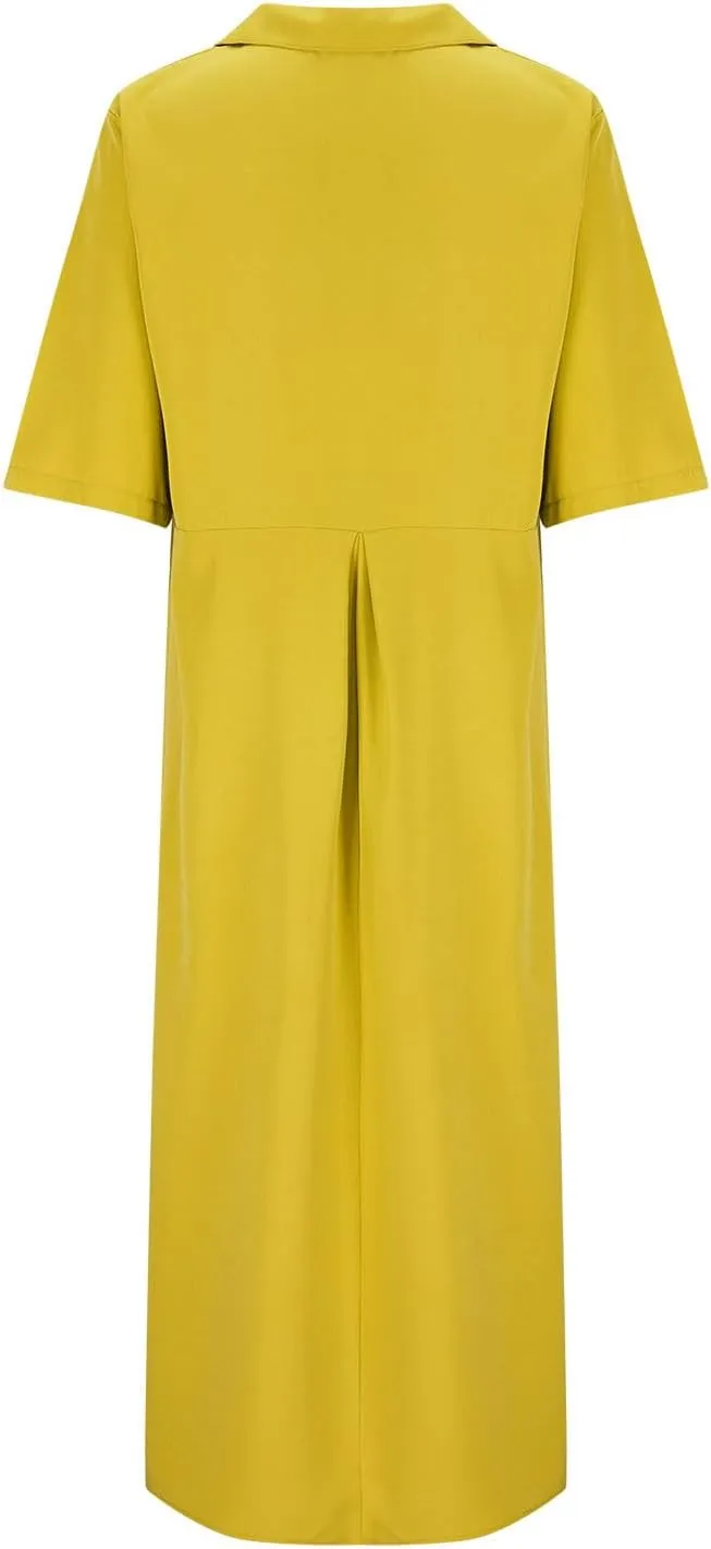 Summer Midi Dresses for Women 2024 Button Down Dress Lapel Neck Trendy Formal Plus Size Clothes Business Going Out