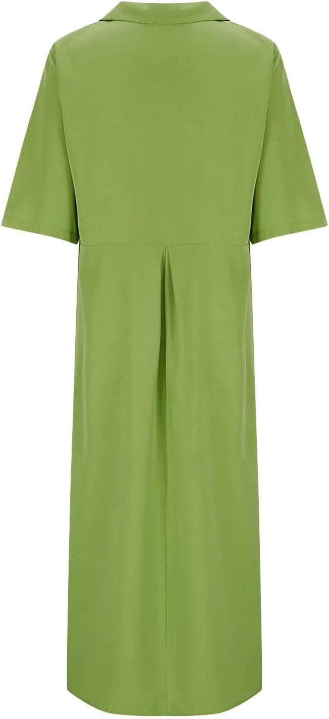 Summer Midi Dresses for Women 2024 Button Down Dress Lapel Neck Trendy Formal Plus Size Clothes Business Going Out