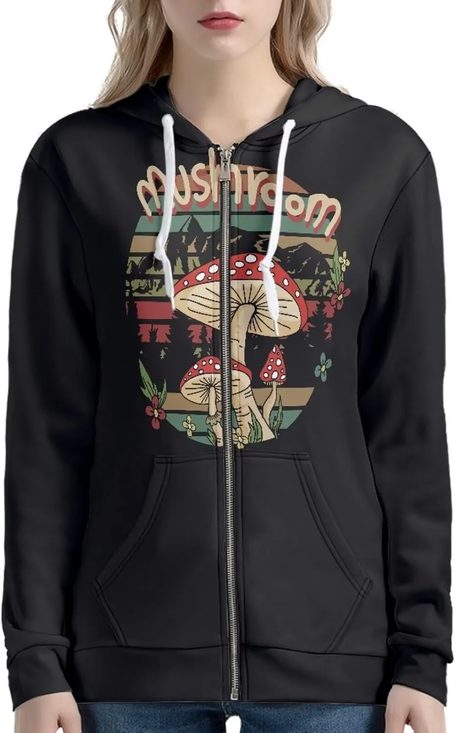 Thin Oversized Zip Up Hoodie with Pockets Women Lightweight Sweater Graphic Sweatshirts for Women Size XS-5XL