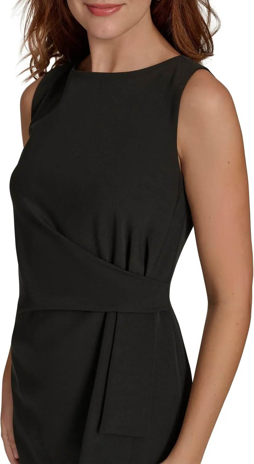 Tommy Hilfiger Women's Sleeveless Boat Neck Fold Detail Sheath Mini Dress