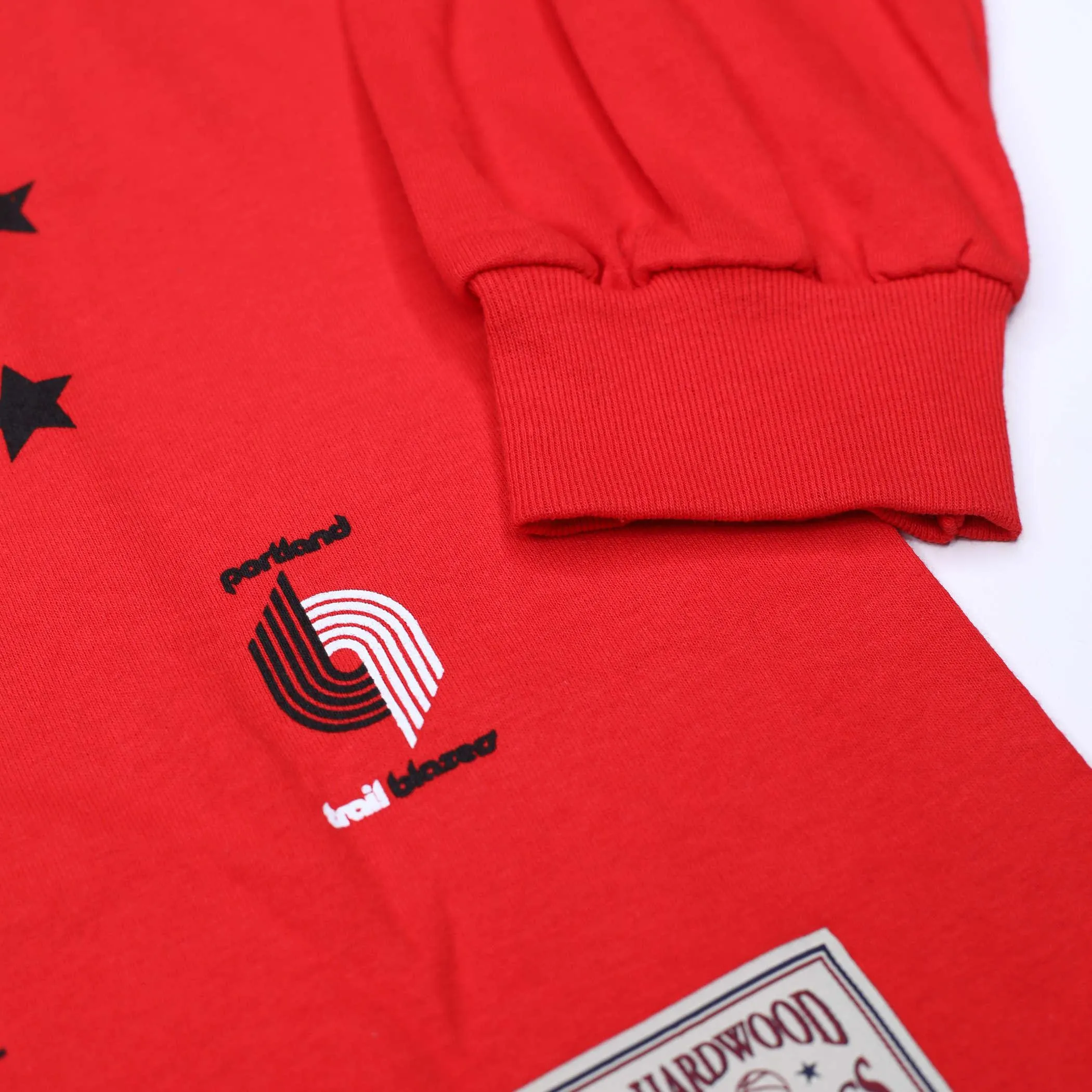 Trail Blazers Mitchell & Ness Women's Red Oversized Long Sleeved Tee
