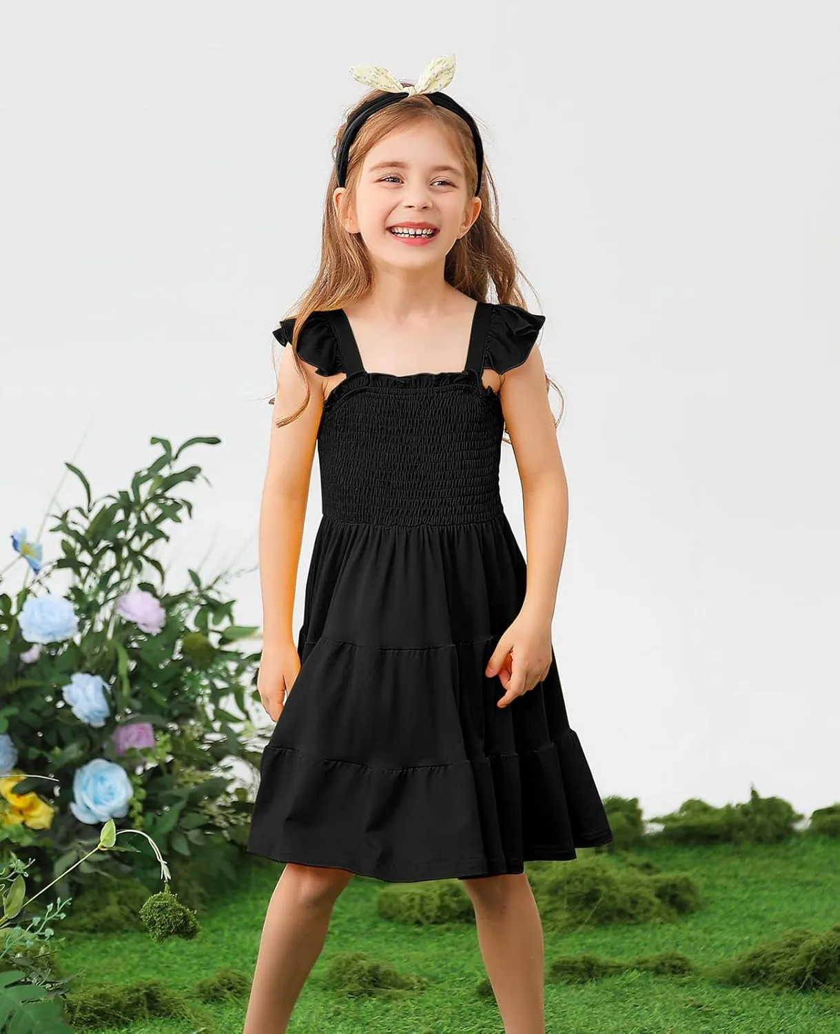 Vieille Toddler Girls Rainbow Dress Summer Ruffle Sleeveless Kids Princess Casual Dress 2-6 Years