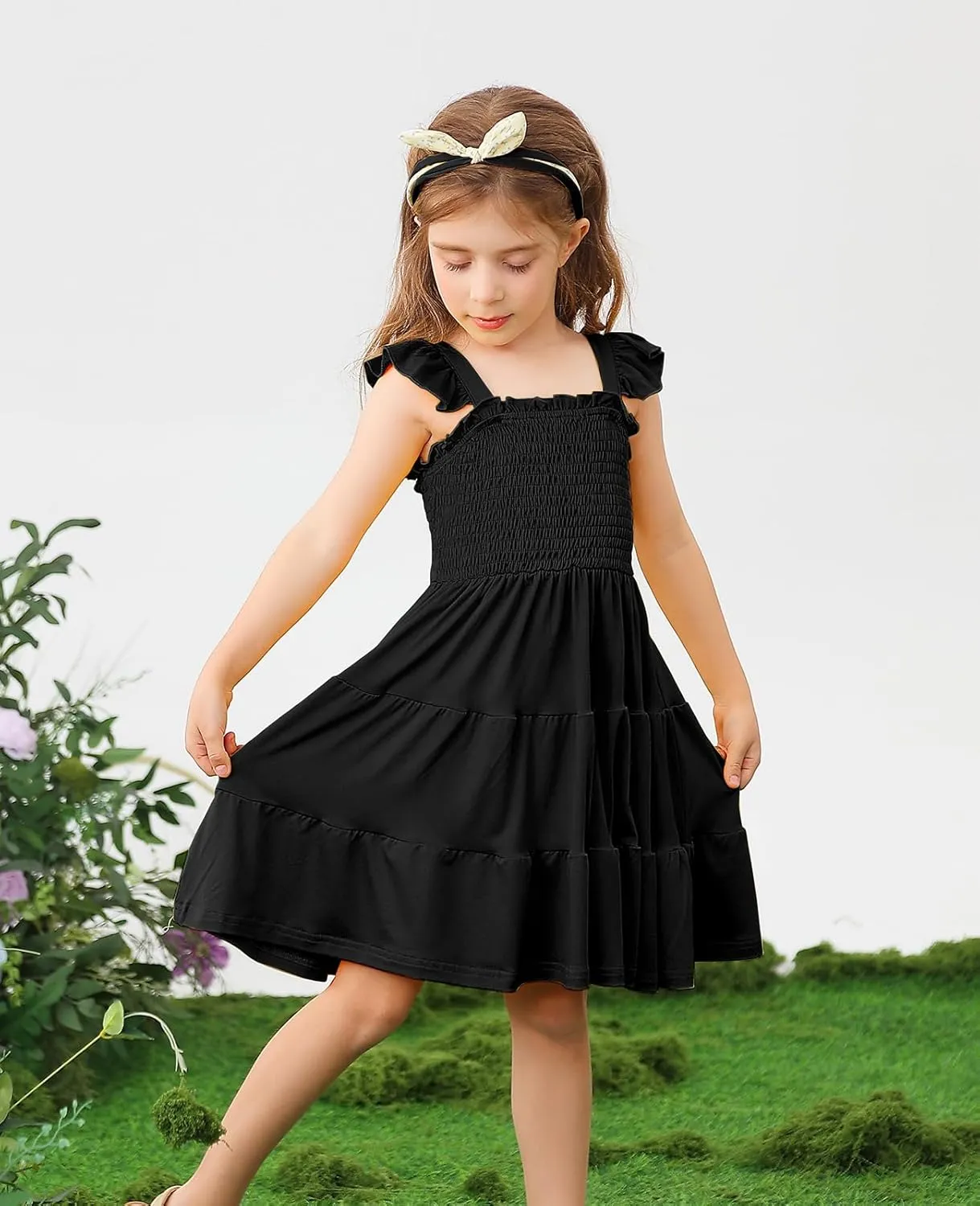 Vieille Toddler Girls Rainbow Dress Summer Ruffle Sleeveless Kids Princess Casual Dress 2-6 Years