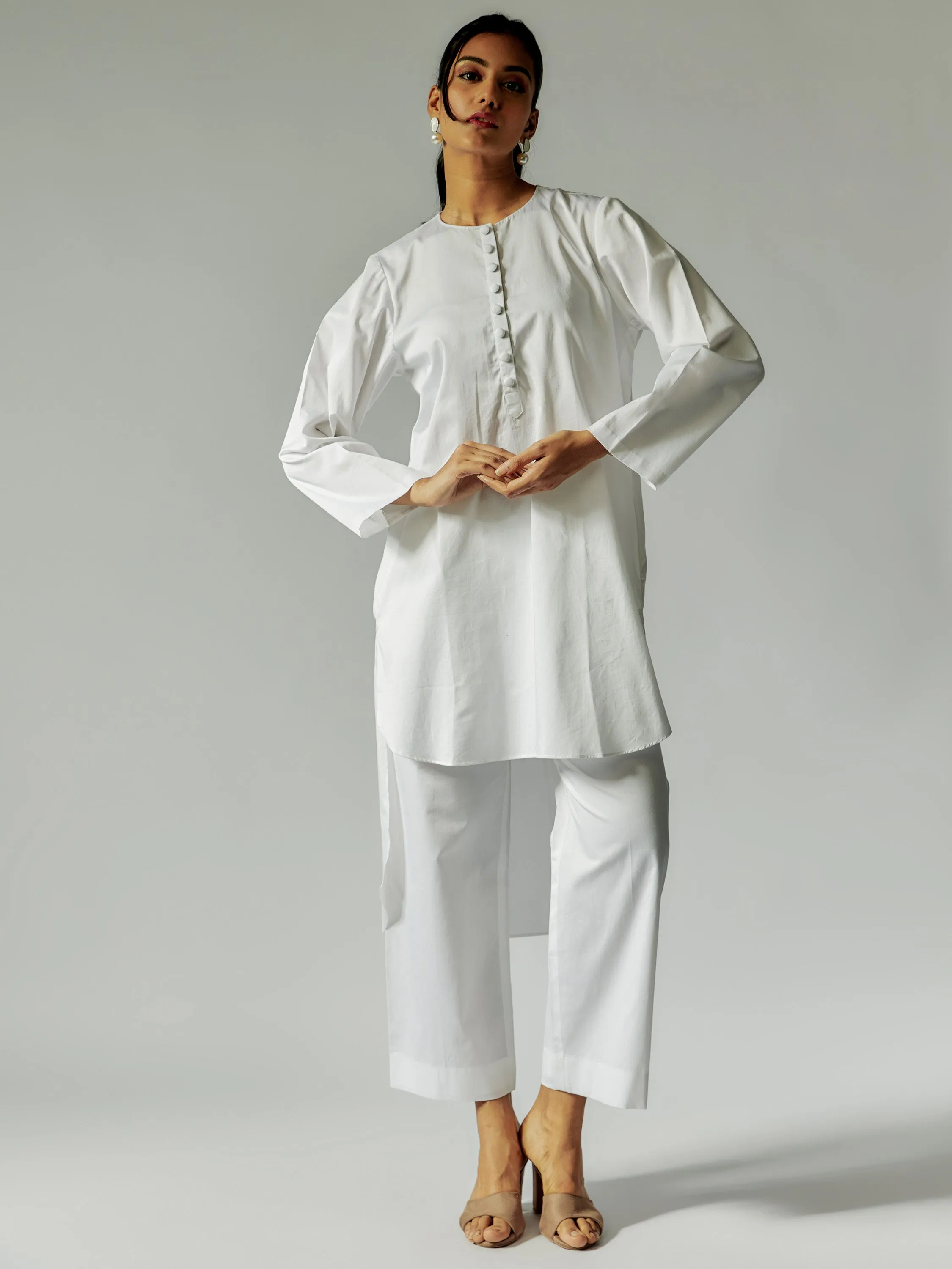 White Cotton Linen Tunic