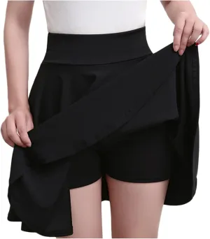 Women Casual Skater Skirt with Shorts High Waist Flared Skorts Pleated Mini Tennis Skirt Athletic Golf Workout Skort