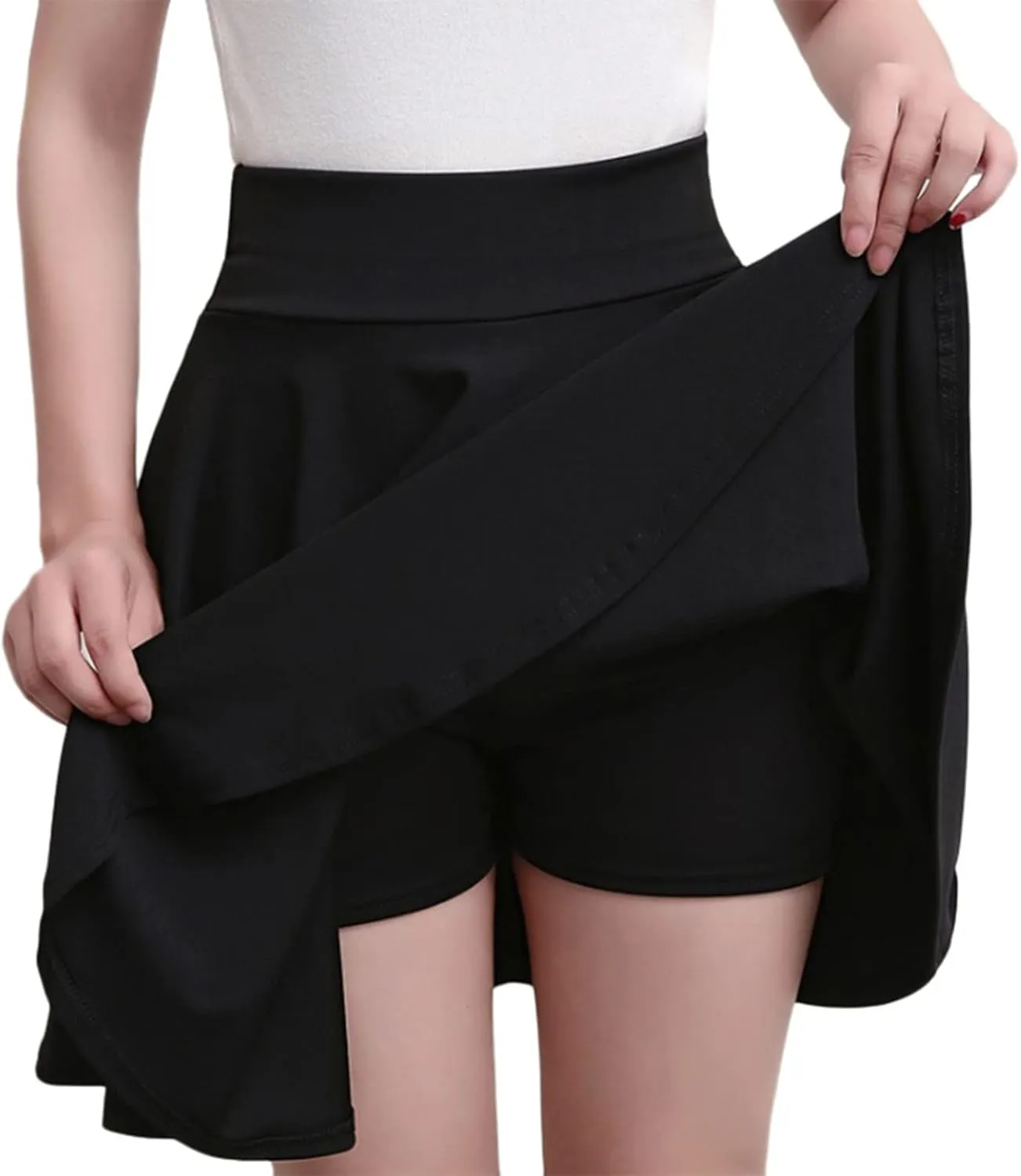 Women Casual Skater Skirt with Shorts High Waist Flared Skorts Pleated Mini Tennis Skirt Athletic Golf Workout Skort