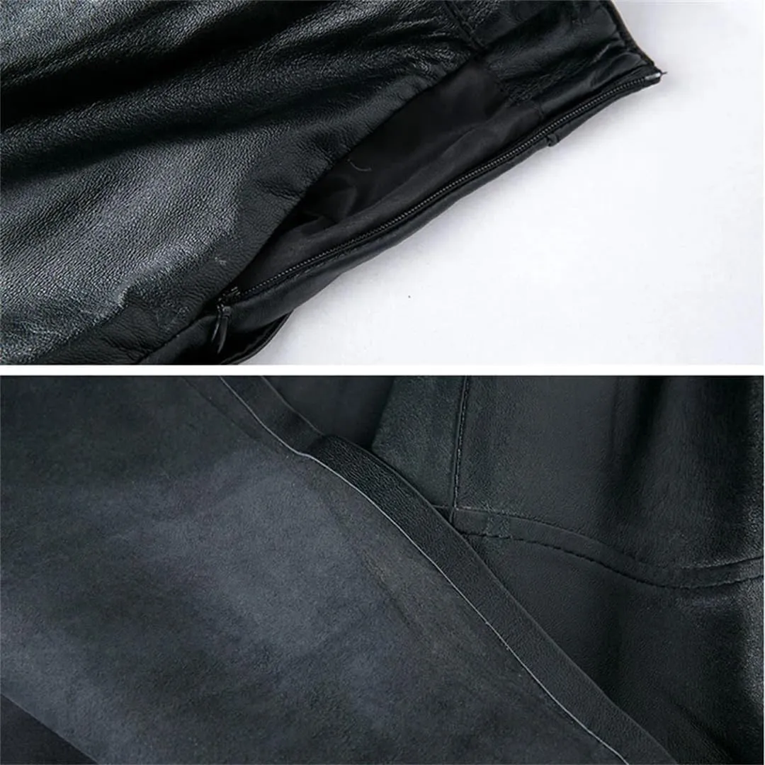 Women Genuie Leather Midi Street Saia Bow Belt Retro Vase Faldas Girls Pleated Jupe Faldas Skirt