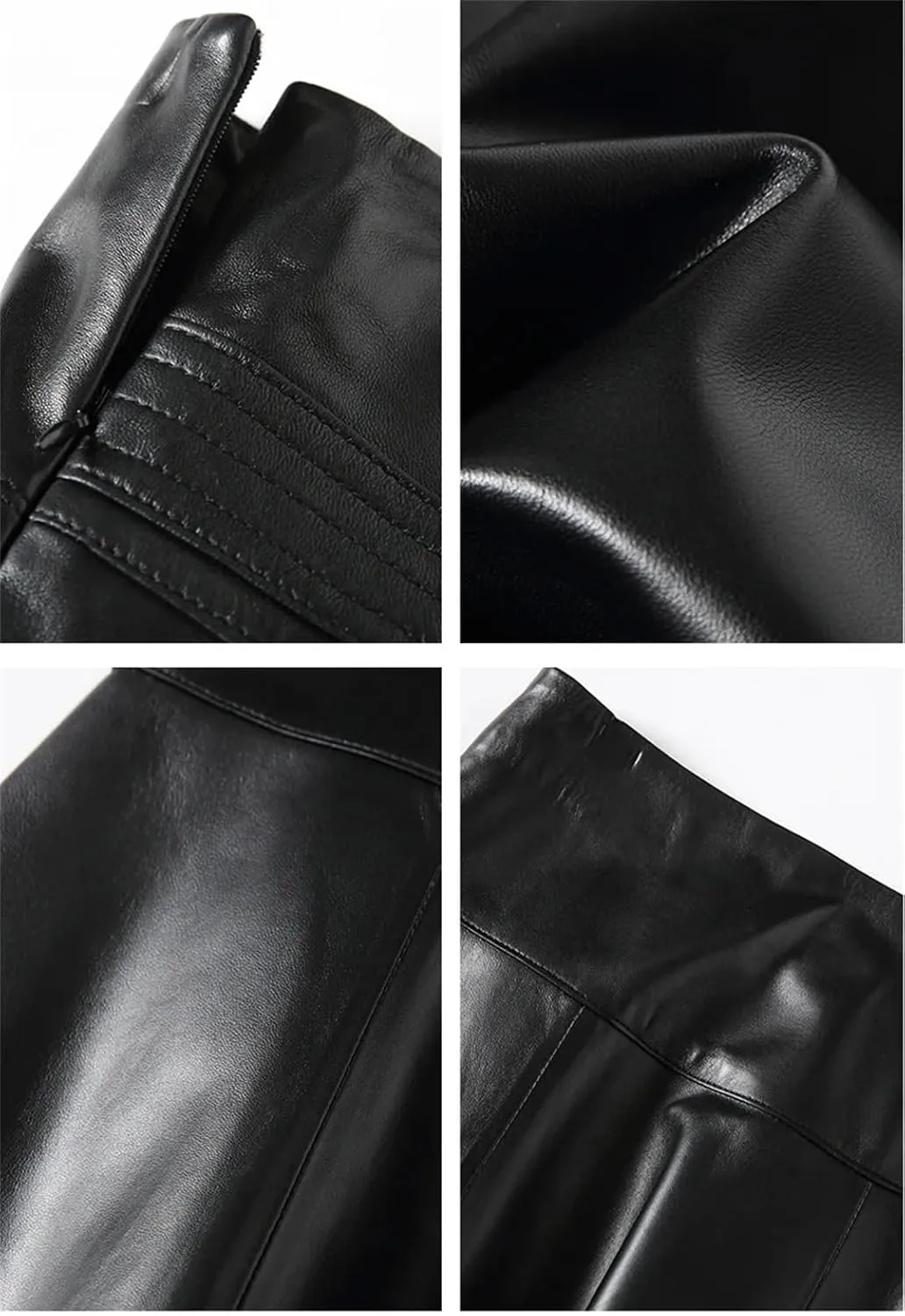 Women Genuine Leather High Waist Midi Black Long Mujer Real Skin Customer Pleated Jupe Skirt