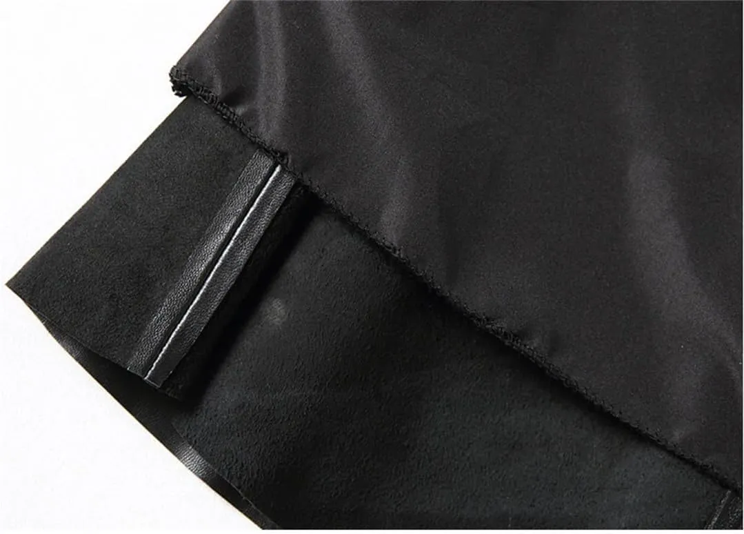 Women Genuine Leather High Waist Midi Black Long Mujer Real Skin Customer Pleated Jupe Skirt