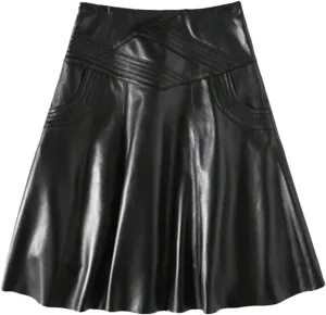Women Genuine Leather High Waist Midi Black Long Mujer Real Skin Customer Pleated Jupe Skirt