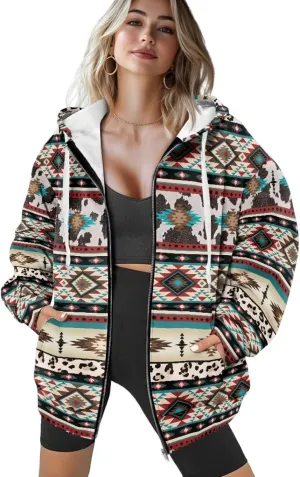 Women Oversized Hoodies Zip Up Sweatshirt Fall Clothes Hooded Sweater Fall Winter Jacket for Workout, XS-XL
