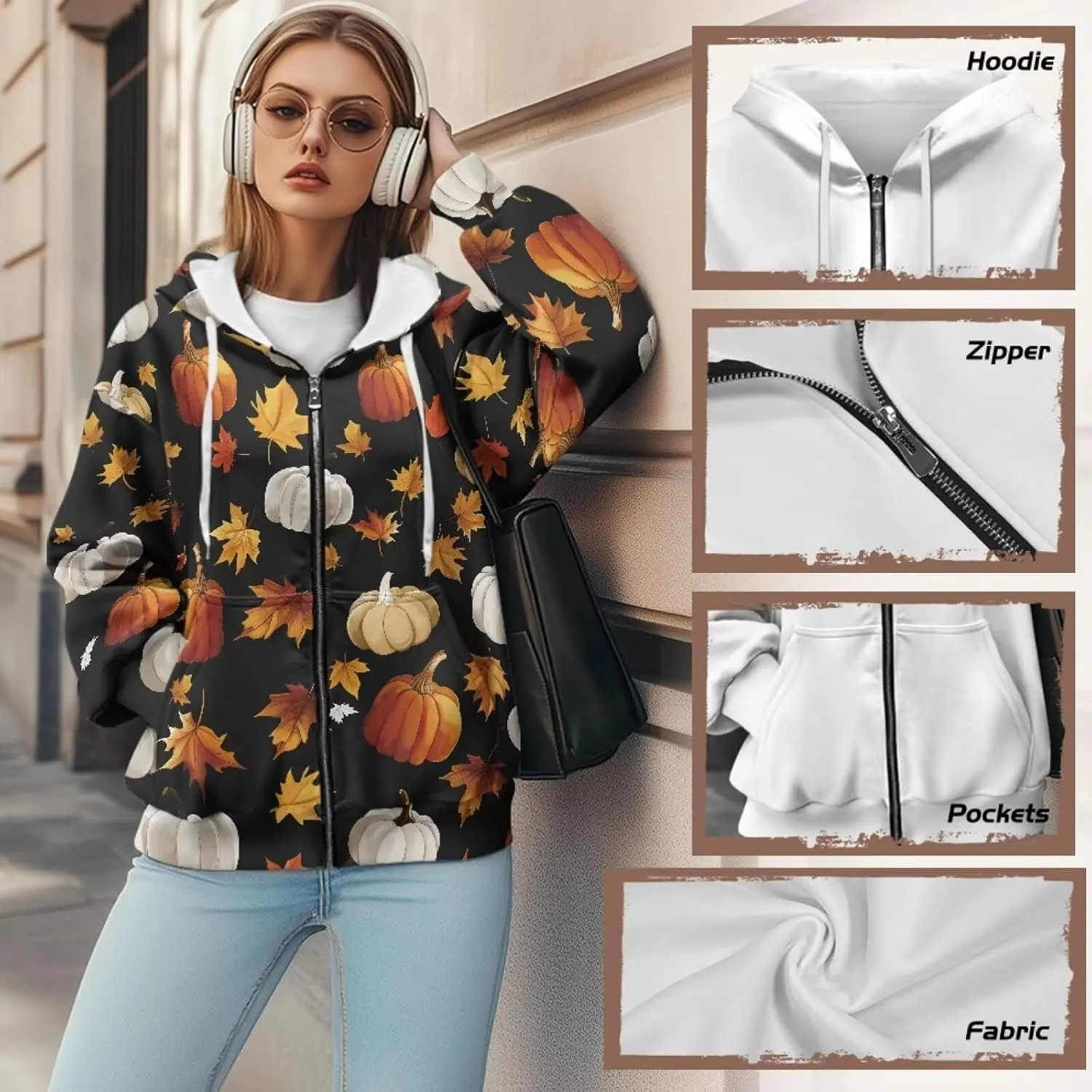 Women Oversized Hoodies Zip Up Sweatshirt Fall Clothes Hooded Sweater Fall Winter Jacket for Workout, XS-XL