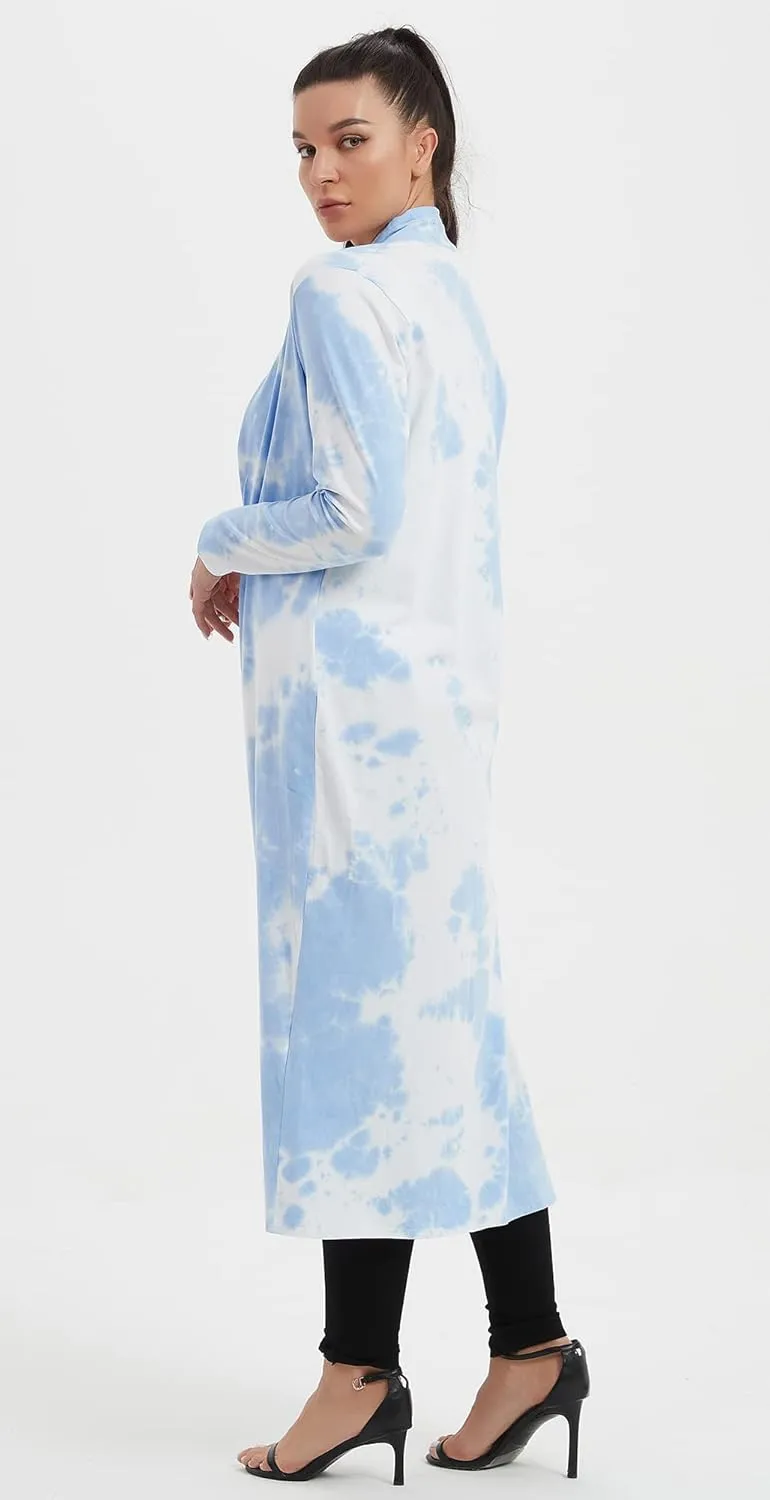 Women's Floor Length Drape Sweater Cardigan -Lightweight Long Sleeve Open Front Maxi Duster with Pockets