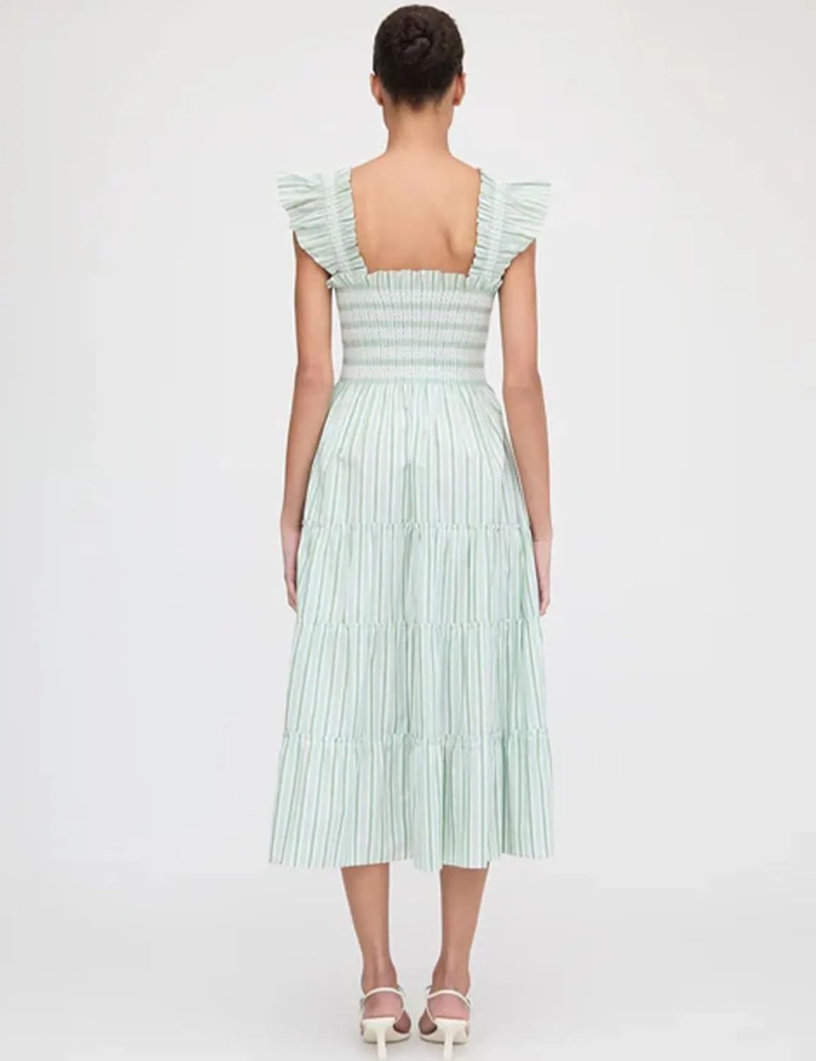 Women's Floral Midi Dress Ruffle Sleeveless Square Neck A Line Smocked Flowy Tiered Long Dress