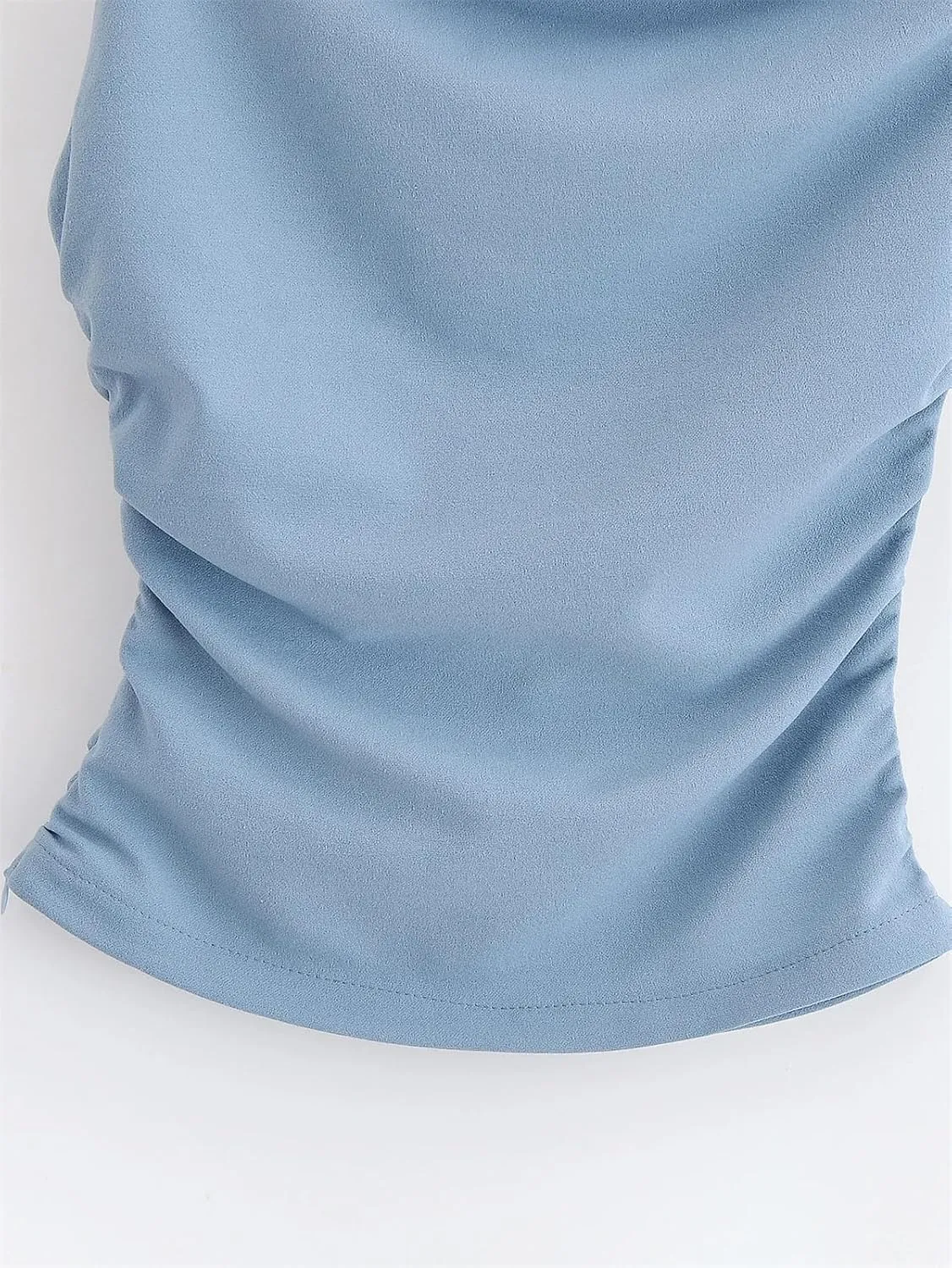 Women's Folded Asymmetric Tank Top Casual Slim Fit Round Neck Sleeveless Solid Color Camisole