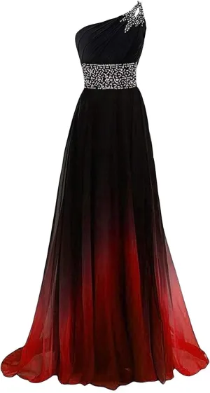 Women's Gradient Prom Dress Formal Evening Gowns Chiffon Long Prom Party Dresses