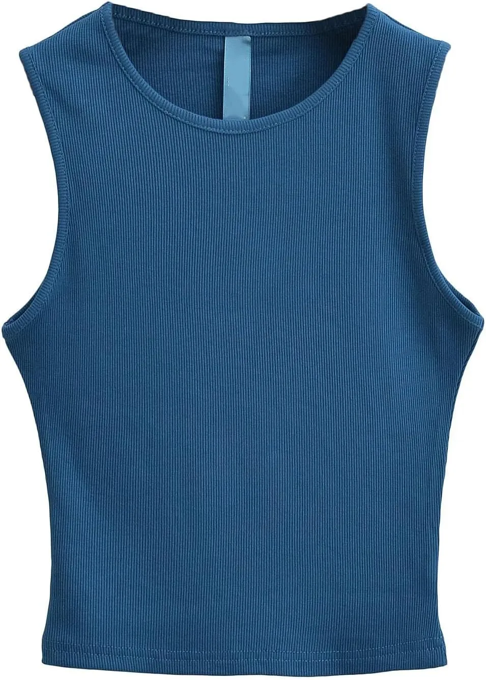 Women's Knitted Sleeveless Short Camisole Round Neck Summer Casual Slim Fit Tank Top