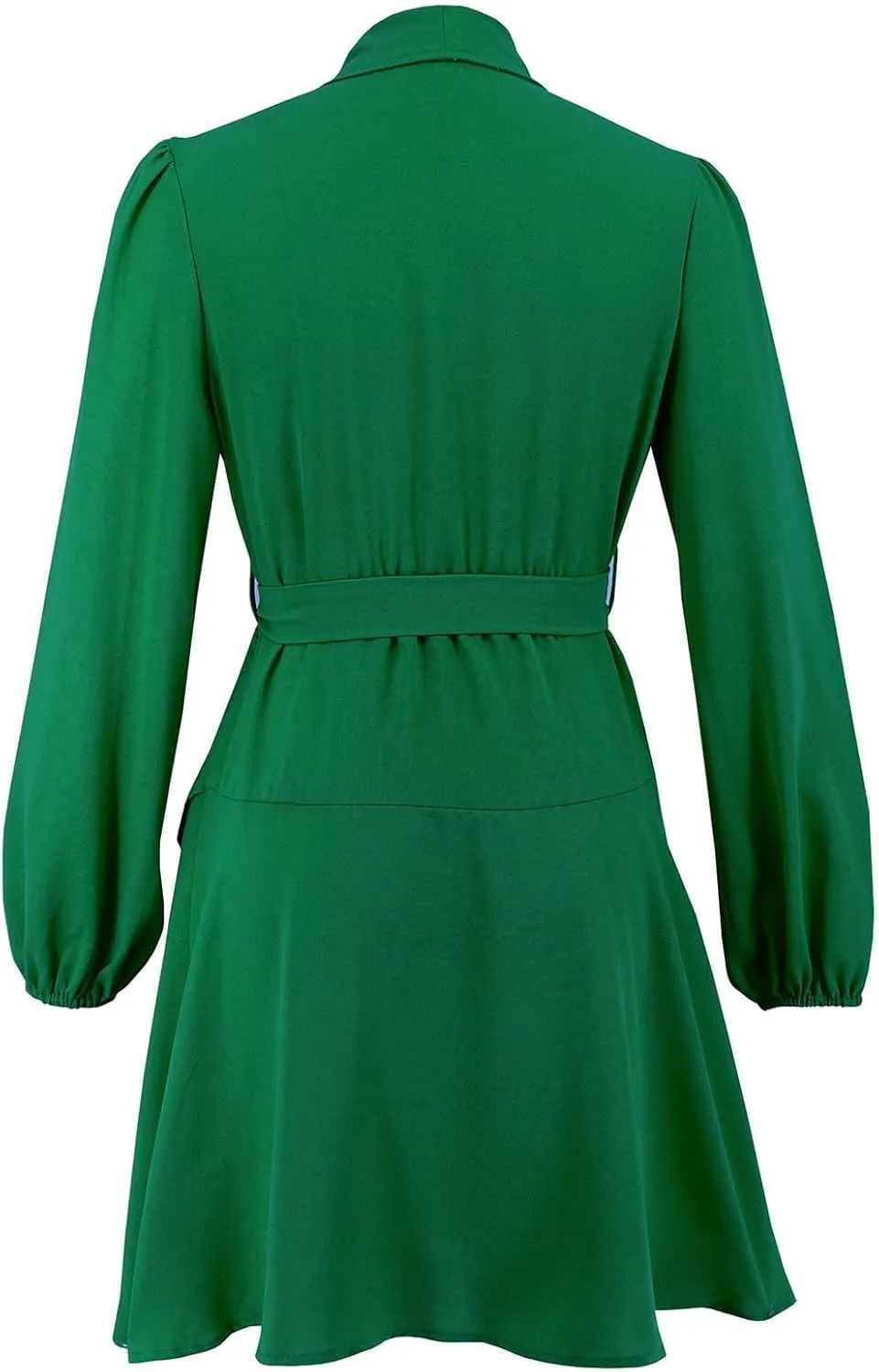 Womens Long Sleeve Dresses Sexy V Neck Long Sleeve Tie Waist Solid Ruffle Boho Flowy Swing Mini Dress for Mother of The Bride