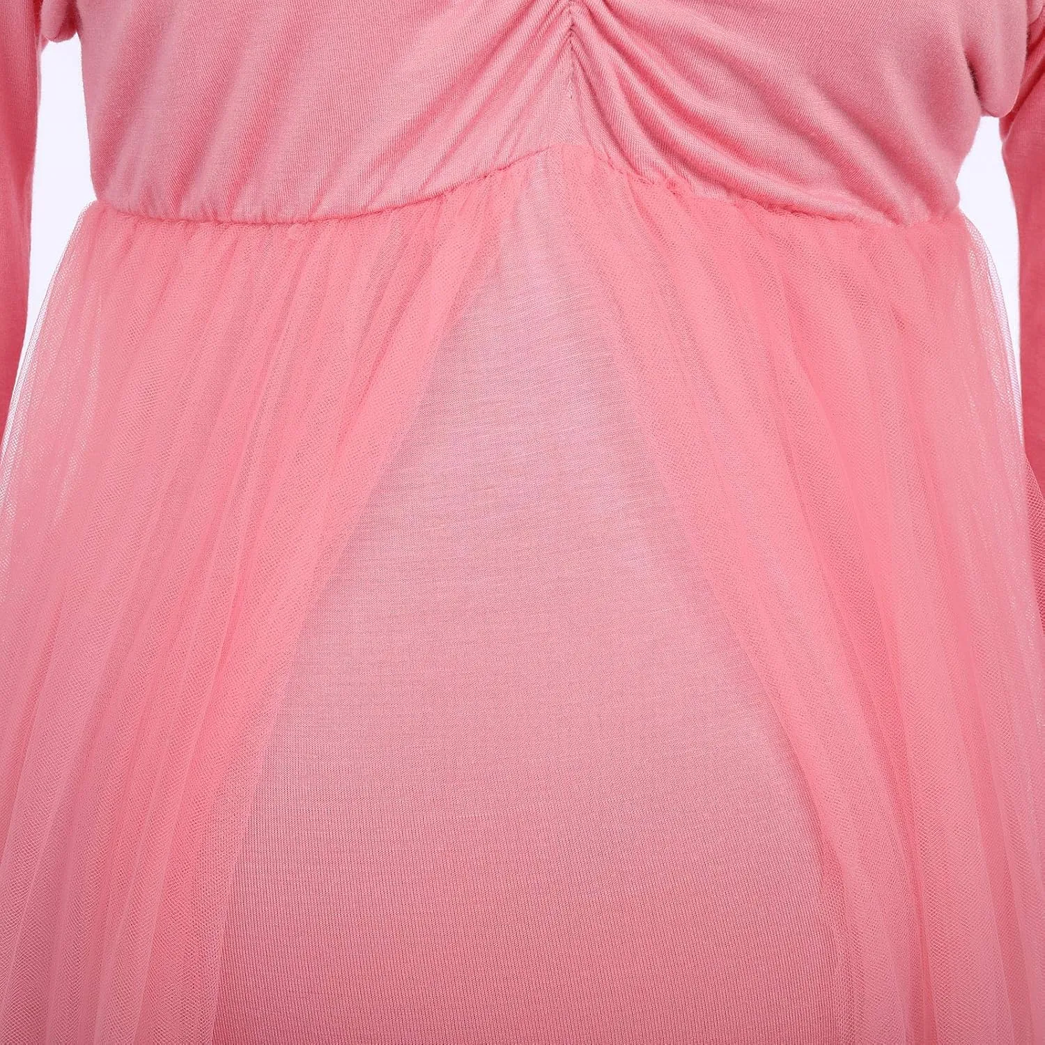 Women's Long Sleeve Off Shoulder Maternity Maxi Photography Dress Tulle Wedding Mermaid Gown for Photoshoot Baby Shower