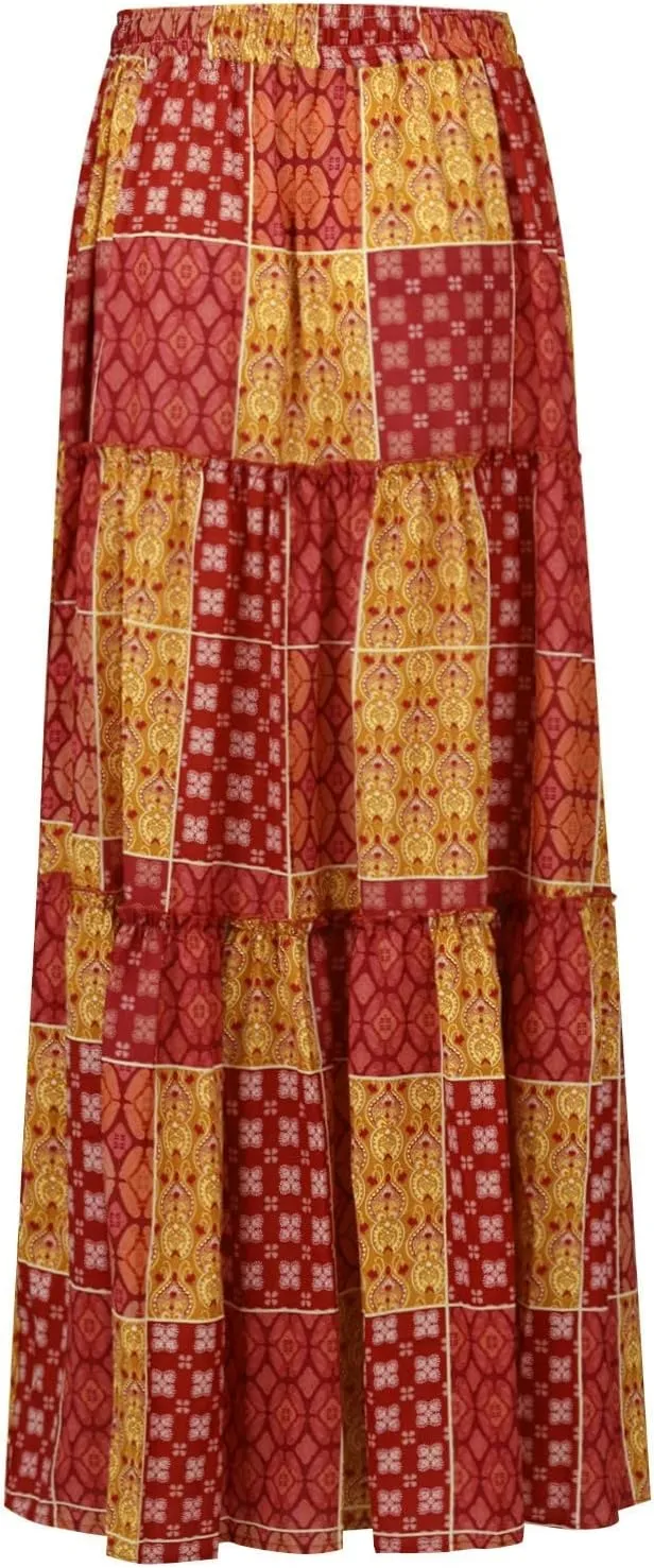 Womens Maxi Pleated Skirt Casual High Waisted A Line Skirts Summer Flowy Long Skirts Boho Beach Vacation Outfits