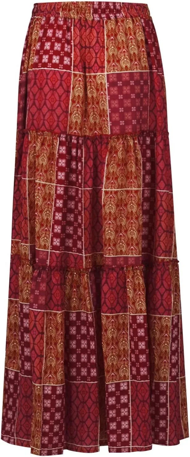 Womens Maxi Pleated Skirt Casual High Waisted A Line Skirts Summer Flowy Long Skirts Boho Beach Vacation Outfits