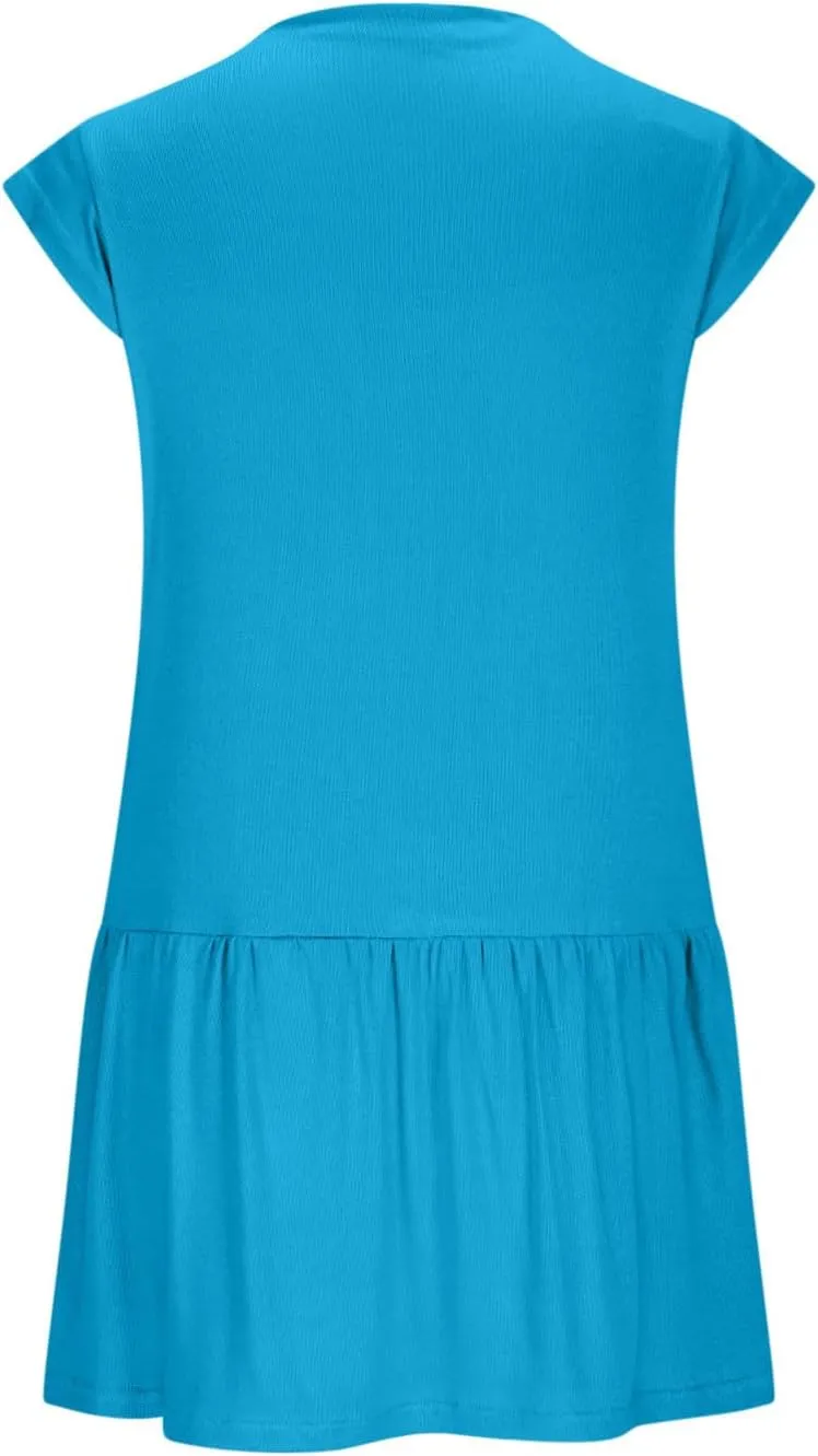 Womens Mock Neck Sleeveless Mini Dress Casual Summer Flowy Dresses Loose Fit Ruffle Hem Dress Comfy Trendy Sundress