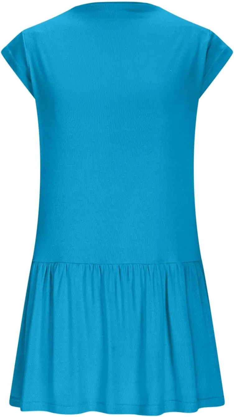 Womens Mock Neck Sleeveless Mini Dress Casual Summer Flowy Dresses Loose Fit Ruffle Hem Dress Comfy Trendy Sundress