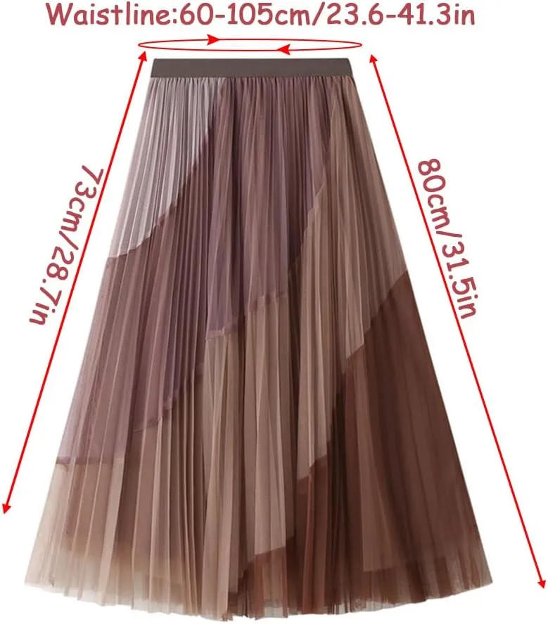 Women's Pleated Elastic Waist Midi Long Skirt A Line Women Flowy Fall Winter Skirts with Elastic Waistband Midi Skirt, Pink