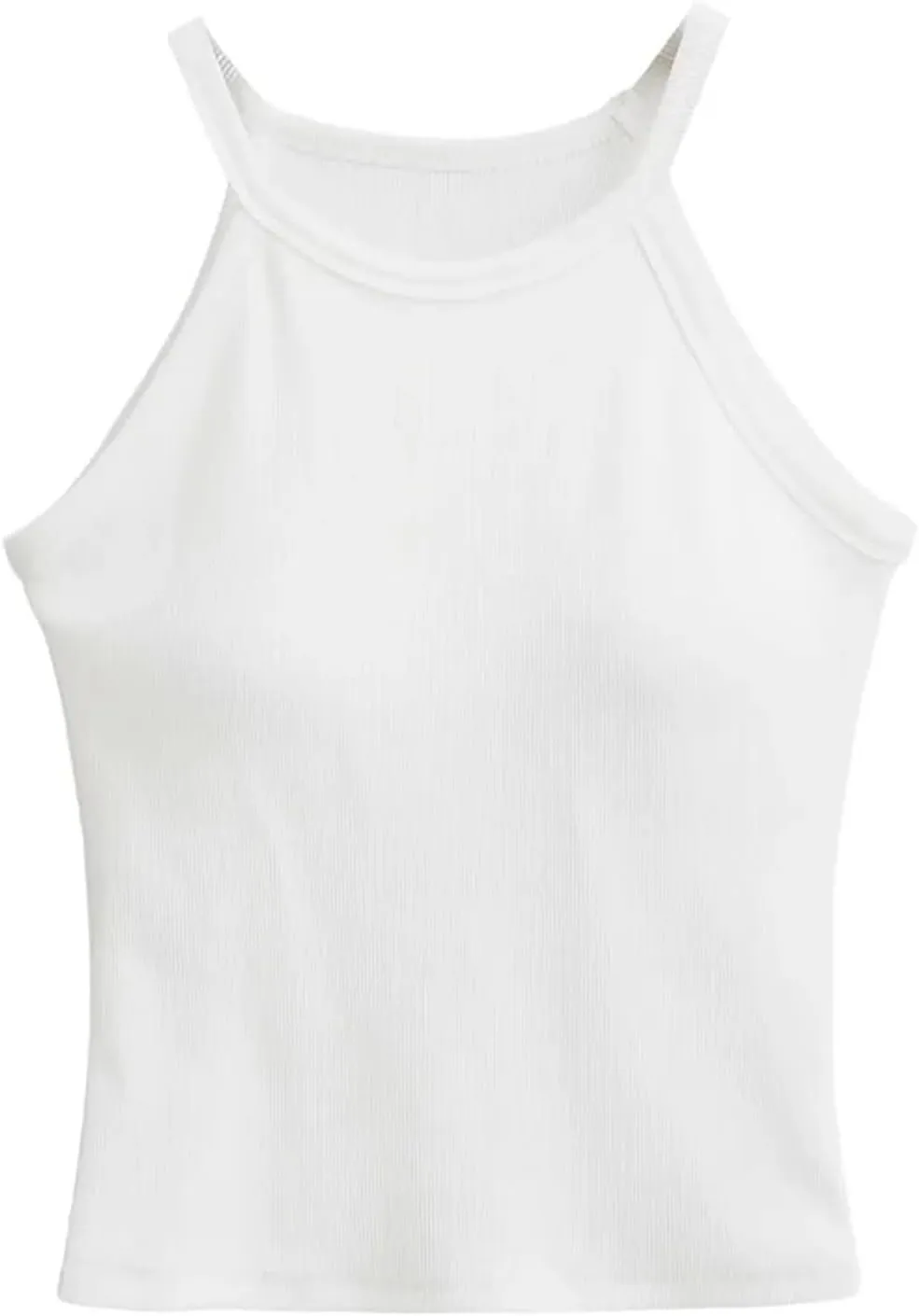Women's Round Neck Camisole Ribbed Slim Fit Summer Casual Solid Color Tank Top