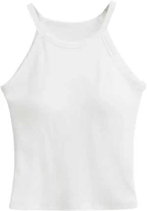 Women's Round Neck Camisole Ribbed Slim Fit Summer Casual Solid Color Tank Top