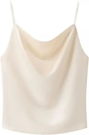 Women's Satin Solid Color Camisole Casual Slim Square Neck Backless Sleeveless Top