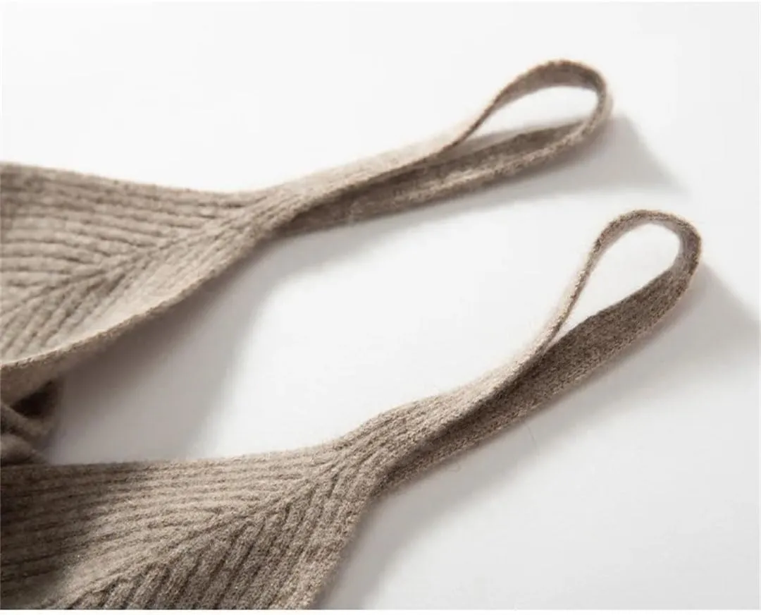 Women's Soft Fluffy Knitted Camisole Vest Solid Color Thermal Base Layer Small Top Camis