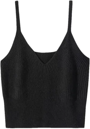 Women's Soft Fluffy Knitted Camisole Vest Solid Color Thermal Base Layer Small Top Camis
