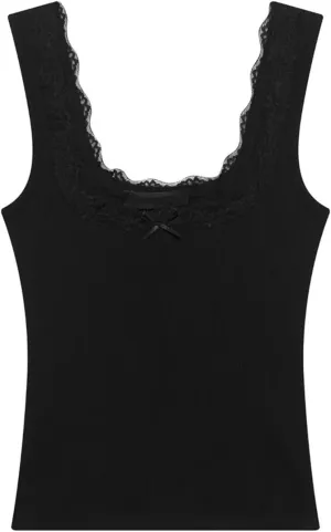 Women's Square Neck Sleeveless Camisole Ruffled Thin Summer Casual Slim Fit Top